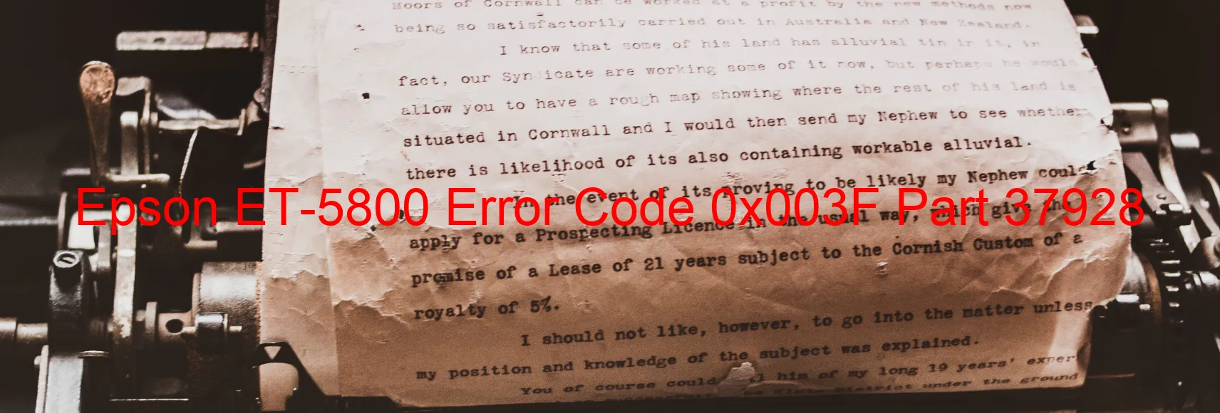 Epson ET-5800 Error Code 0x003F Part 37928