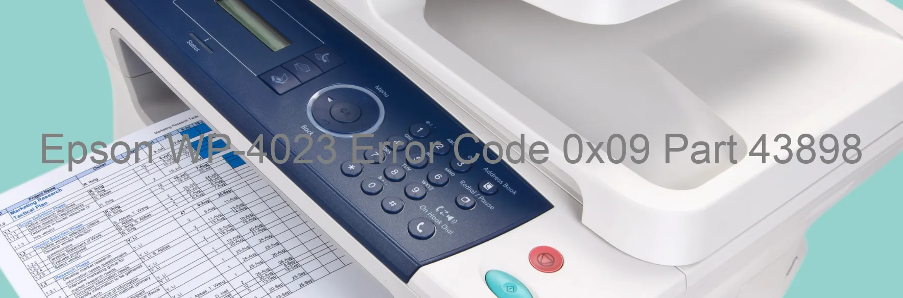 Epson WP-4023 Error Code 0x09 Part 43898